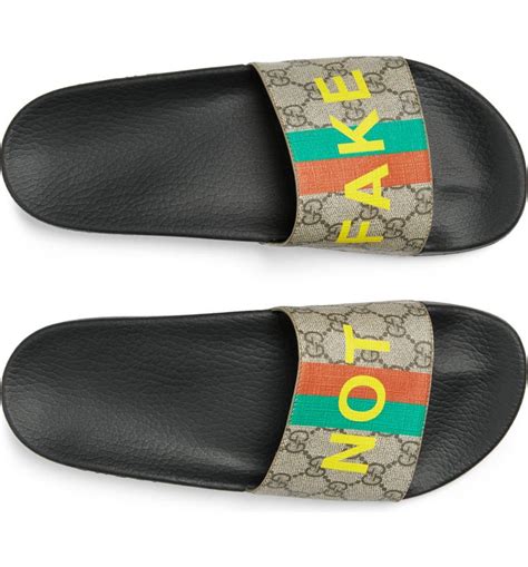 gucci pursuit bar logo sport slide fakes|are gucci slides genuine.